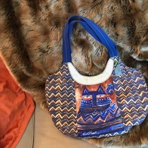 Laurel Burch Blue and Gold Shoulder Bag